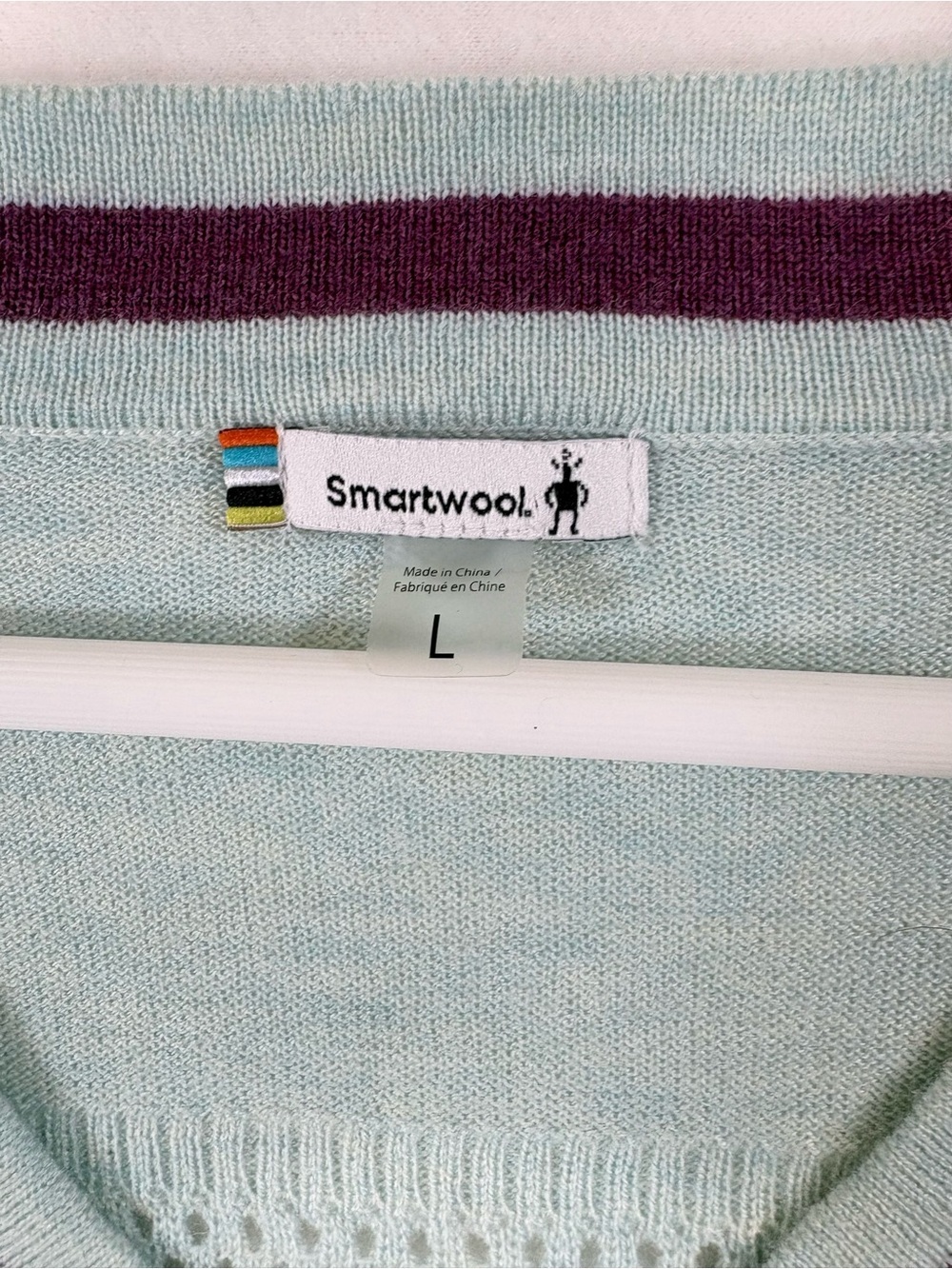 Smartwool Frosted Valley V Neck Sweater Light Green Large Merino Wool Knit - Picture 5 of 10